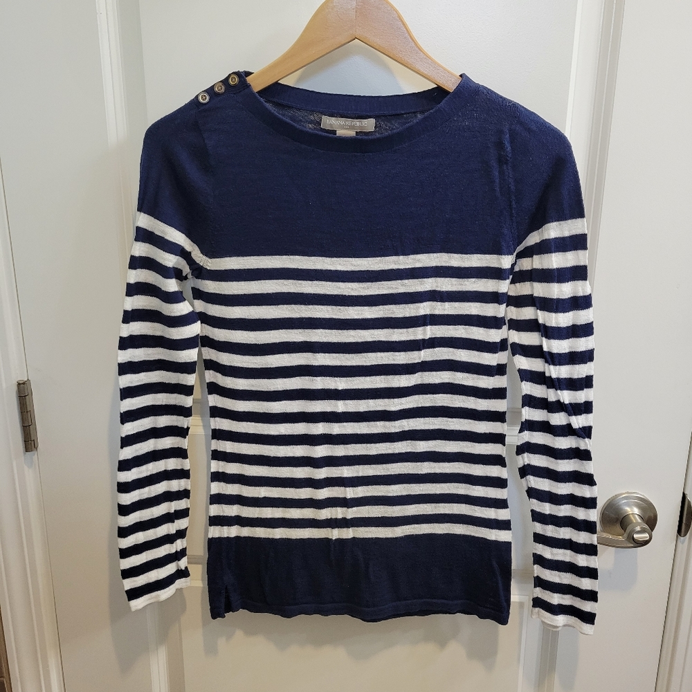 Banana republic xs cotton navy white striped sweater